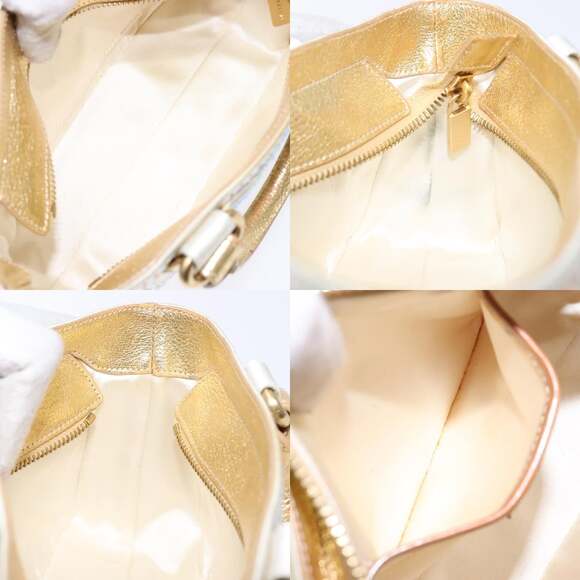 CELINE Hand Bag Leather Silver Gold - Picture 12 of 13